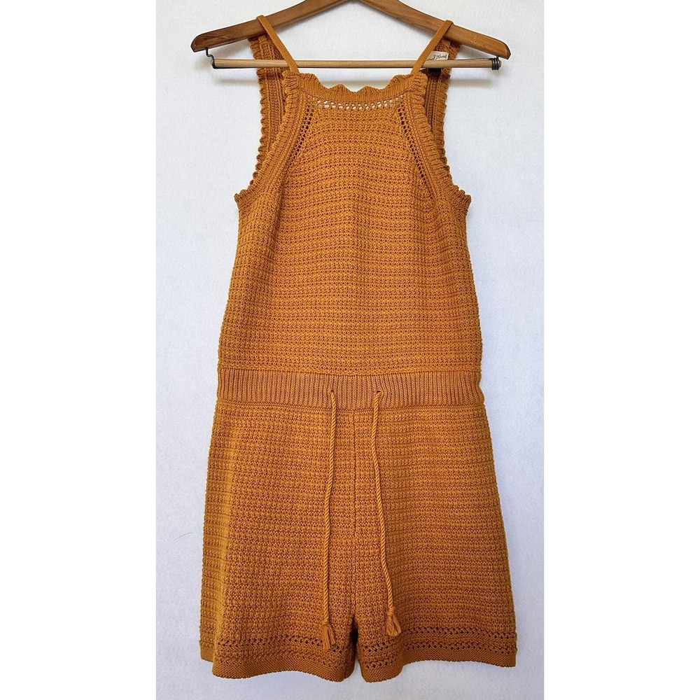 Cottagecore GranolagirlCrochet Romper Grannycore Knit Yellow XS Festival